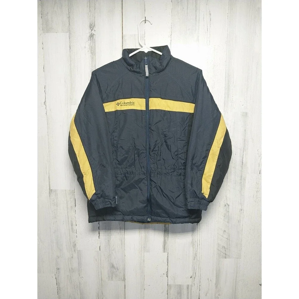 Columbia Youth 10/12 Insulated Winter Jacket Blue Yellow Missing Hood